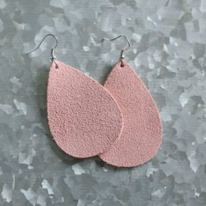 Pink Suede Leather Earrings