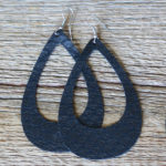 Black Leather Earrings Cutout