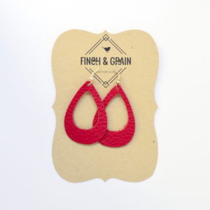 Red Cutout Leather Earring