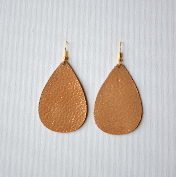 Bronze Teardrop Leather Earrings