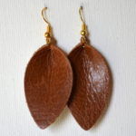 Cognac Petal Leather Earrings