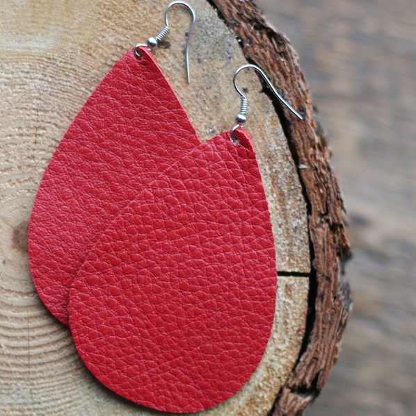 Red Leather Earring
