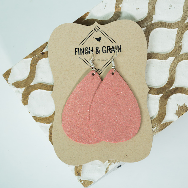 pink leather earrings
