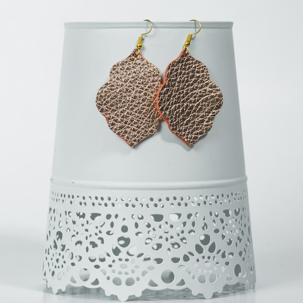 rose gold moroccan leather earrings