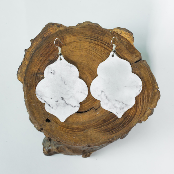 marble leather earrings