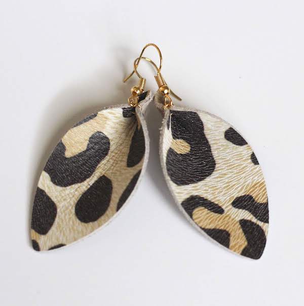 cheetah leather earrings