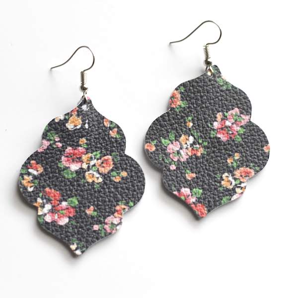 Floral leather earrings