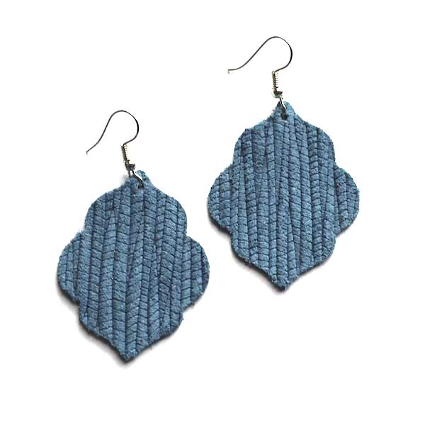 Blue Leather Earring