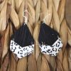 Black and white leather earrings